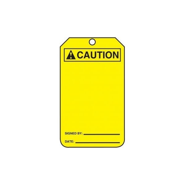 Accuform Safety Tags, ANSI CAUTION BLANK SIGNATURE DATE, 5.75in x 3.25in, Self-Laminating RP-Plastic, 25PK MCGT201LPP - main